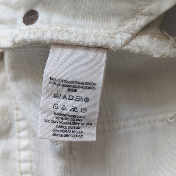 Free People Distressed Thread Trim Midrise Short Shorts Cream Natural- sz 24 - Picture 8 of 8